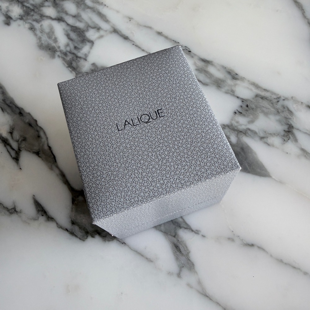 Lalique France Grey Textured Jewelry Presentation Box Ring Case Small Luxury